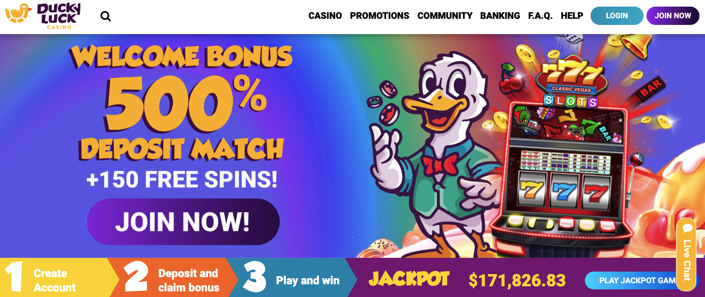 Ducky Luck Casino Review > Collect 500 up to 2500 Bonus